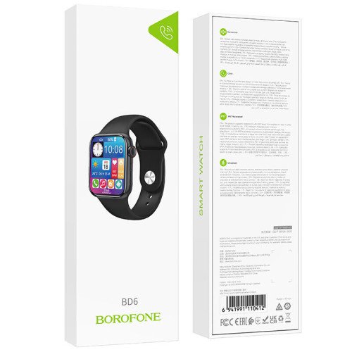Borofone BD6 Smartwatch με Παλμογράφο (Μαύρο)