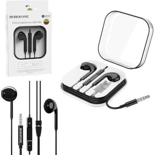 Borofone BM30 Earbuds Handsfree με Βύσμα 3.5mm Μαύρο
