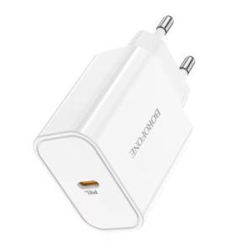Borofone Φορτιστής με Θύρα USB-C και Καλώδιο Lightning 20W Power Delivery Λευκός (BA57A)