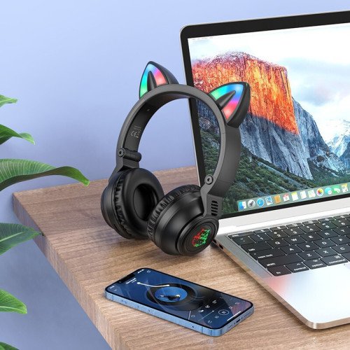 Borofone BO18 Ασύρματα Bluetooth Over Ear Ακουστικά με 7 ώρες Λειτουργίας Μαύρα