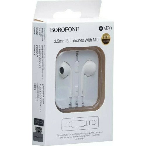 Borofone BM30 Earbuds Handsfree with 3.5mm Connector White