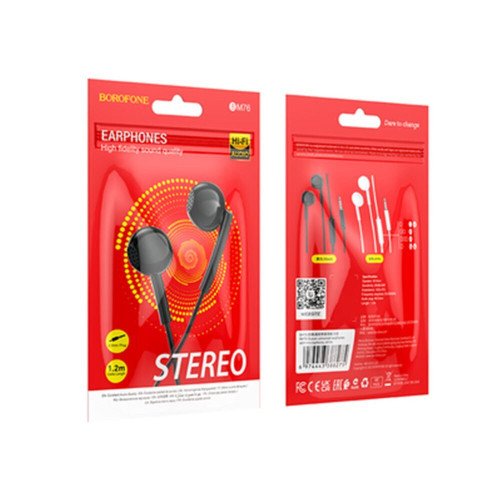 Borofone BM76 In-ear Handsfree με Βύσμα 3.5mm Μαύρο