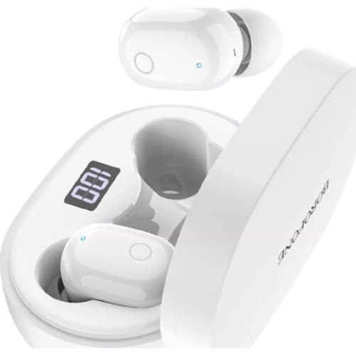 Borofone BW06 In-ear Bluetooth Handsfree Ακουστικά με Θήκη Φόρτισης Λευκά
