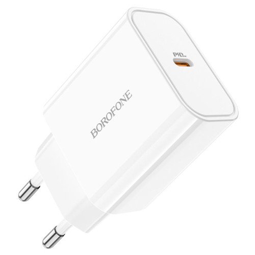 Borofone BAS44A Φορτιστής με Θύρα USB-C και Καλώδιο Lightning 20W Power Delivery Λευκός