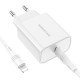 Borofone BAS44A Φορτιστής με Θύρα USB-C και Καλώδιο Lightning 20W Power Delivery Λευκός