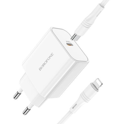 Borofone BAS44A Φορτιστής με Θύρα USB-C και Καλώδιο Lightning 20W Power Delivery Λευκός