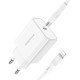 Borofone BAS44A Φορτιστής με Θύρα USB-C και Καλώδιο Lightning 20W Power Delivery Λευκός
