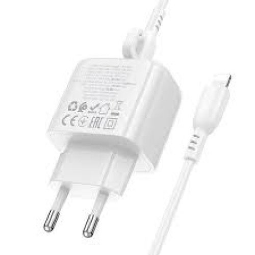 Borofone Φορτιστής με Θύρα USB-A και Θύρα USB-C και Καλώδιο USB-C - USB-C 30W Power Delivery / Quick Charge 3.0 Λευκός (BAS45A)