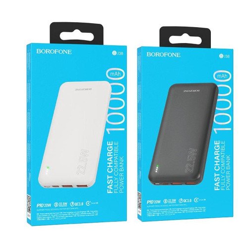 Borofone BJ38B Power Bank 30000mAh 22.5W με 2 Θύρες USB-A και Θύρα USB-C Power Delivery / Quick Charge 3.0 Μαύρο