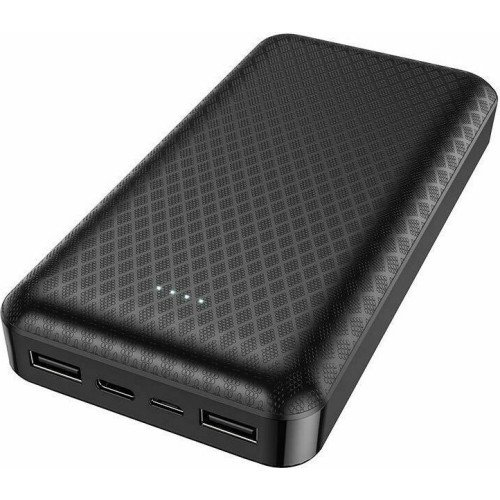 Borofone BJ3A Power Bank 20000mAh με 2 Θύρες USB-A Μαύρο