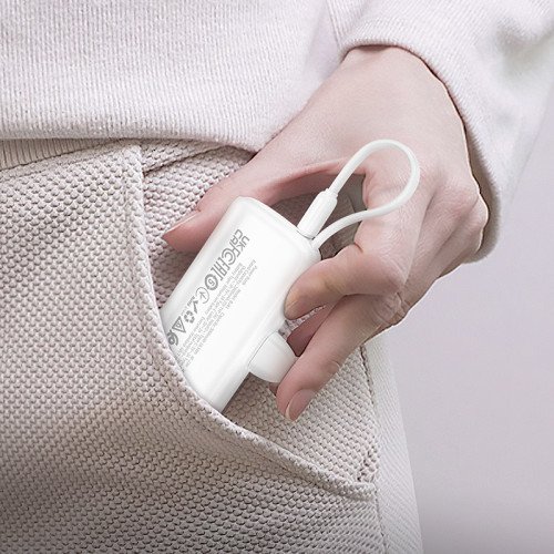 UMB Power Bank Borofone BJ41 Pocket 5000mAh With Cable Type-C - White