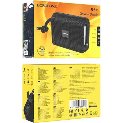 Borofone BR18 Sports Ηχείο Bluetooth 5W με Ραδιόφωνο και Διάρκεια Μπαταρίας έως 2 ώρες Μαυρο