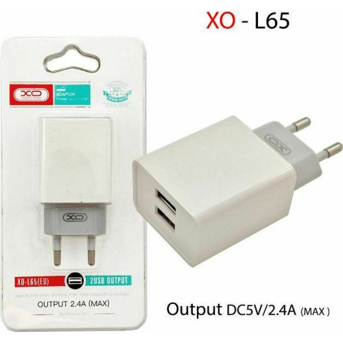 XO Φορτιστής Χωρίς Καλώδιο με 2 Θύρες USB-A Quick Charge 3.0 Λευκός (L65)
