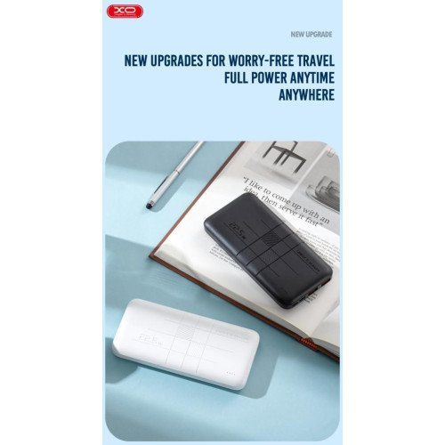 XO PR188 Power Bank 20000mAh 22.5W με 2 Θύρες USB-A και Θύρα USB-C Power Delivery Μαύρο