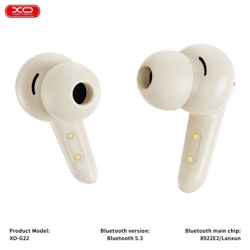 XO G22 In-ear Bluetooth Handsfree Ακουστικά με Θήκη Φόρτισης Μπεζ