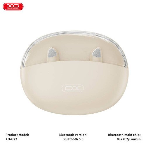 XO G22 In-ear Bluetooth Handsfree Ακουστικά με Θήκη Φόρτισης Μπεζ