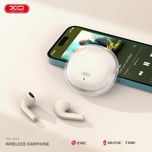 XO G16 Earbud Bluetooth Handsfree Ακουστικά με Θήκη Φόρτισης Λευκά
