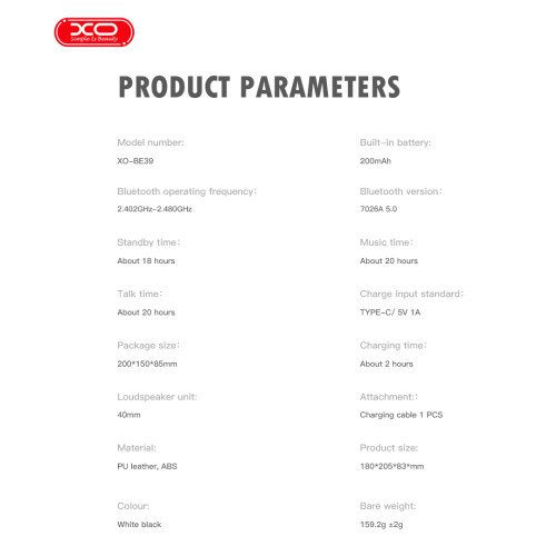 XO BE39 Ασύρματα Bluetooth Over Ear Ακουστικά με 8 ώρες Λειτουργίας Μαύρα