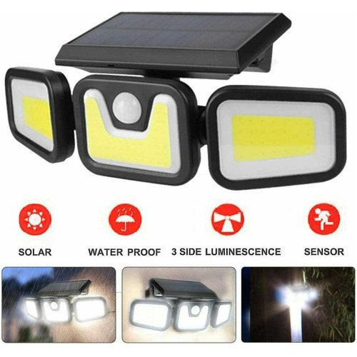 Στεγανός Ηλιακός Προβολέας LED 5W Φυσικό Λευκό με Αισθητήρα Κίνησης & Φωτοκύτταρο IP65 -Χρώμα: Μαύρο