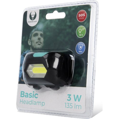 Φακός Κεφαλής LED Αδιάβροχος IP64 με Μέγιστη Φωτεινότητα 135lm - Χρώμα: Μαύρο