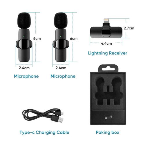 Ασύρματο Μικρόφωνο Επαφής K9 με Υποδοχή Lightning - Χρώμα: Μαύρο