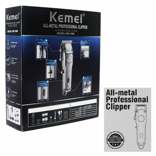 Kemei KM-1996 Επαναφορτιζόμενη Επαγγελματική Κουρευτική Μηχανή Ασημί