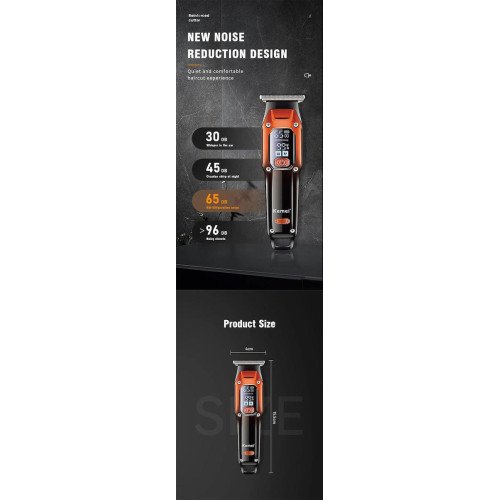 Kemei KM-658 Επαγγελματική Επαναφορτιζόμενη Κουρευτική Μηχανή Πορτοκαλί