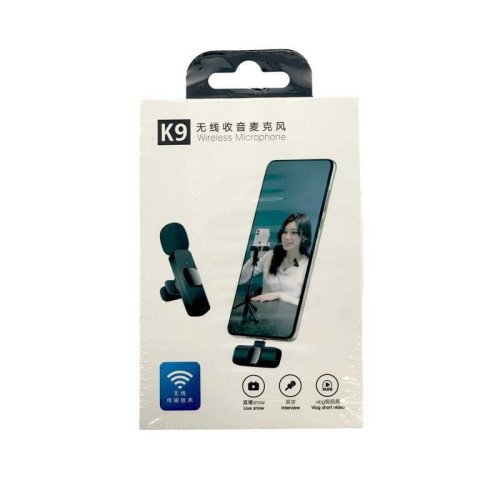 Ασύρματο Μικρόφωνο Επαφής K9 με Υποδοχή Lightning - Χρώμα: Μαύρο