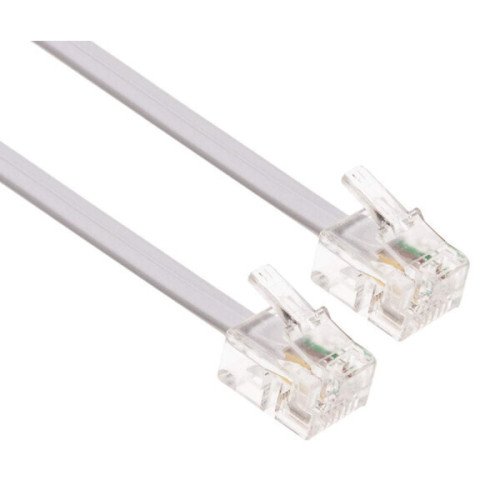 Flat Τηλεφωνικό Καλώδιο RJ11 6P4C 15m (CAB-F006) - Χρώμα: Λευκό