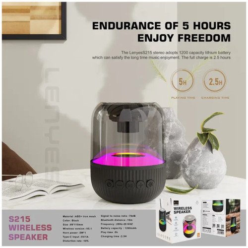 Lenyes S215 Ασύρματο Bluetooth Ηχείο Μαύρο