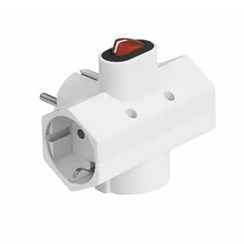 OSCAR PLUS KF-ZB-01/03K Αντάπτορας 3 Θέσεων Σούκο Σταυρός με Διακόπτη On / Off - Χρώμα: Λευκό