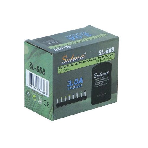 Solma SL-668 Ρυθμιζόμενο Τροφοδοτικό 3 έως 12V 3.1A 30W με 8 Βύσματα - Χρώμα: Μαύρο