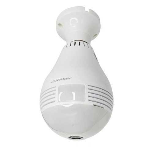 KOUVOLSEN KOS-11004 Κρυφή Κάμερα 360° WiFi Λάμπα Full HD 1080p με Υποδοχή για Κάρτα Μνήμης Light Bulb με Ντουί E27 - Χρώμα: Άσπρο