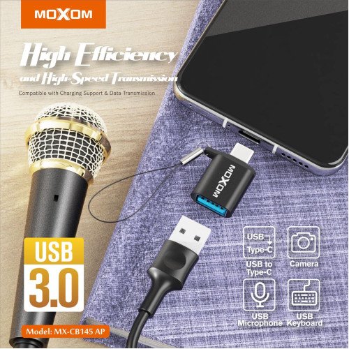 Moxom MX-CB14 Μετατροπέας USB-C Male σε USB-A Female - Χρώμα: Μαύρο