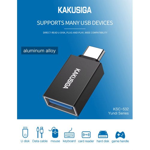 KAKUSIGA KSC-532 Αντάπτορας OTG Type-C σε USB Μαύρο