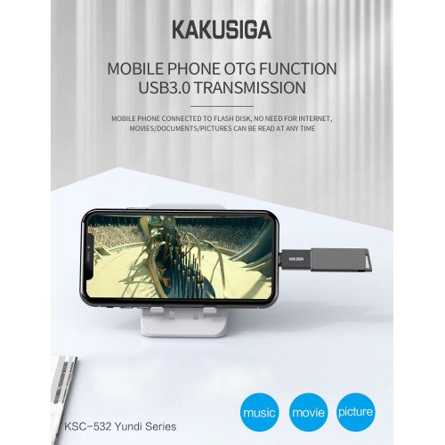 KAKUSIGA KSC-532 Αντάπτορας OTG Type-C σε USB Μαύρο