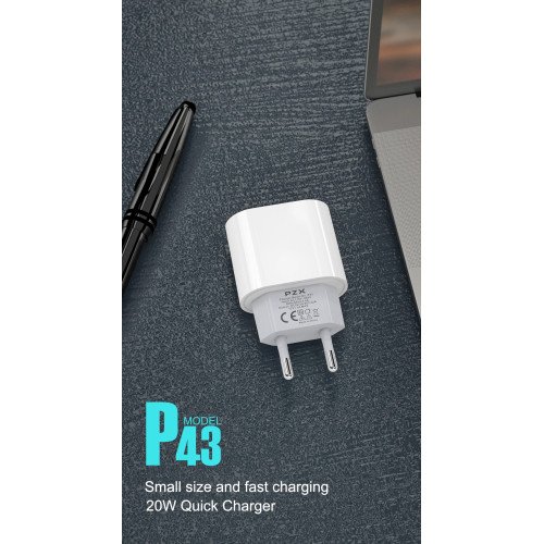 PZX P43 Φορτιστής Χωρίς Καλώδιο με Θύρα USB-C Λευκός