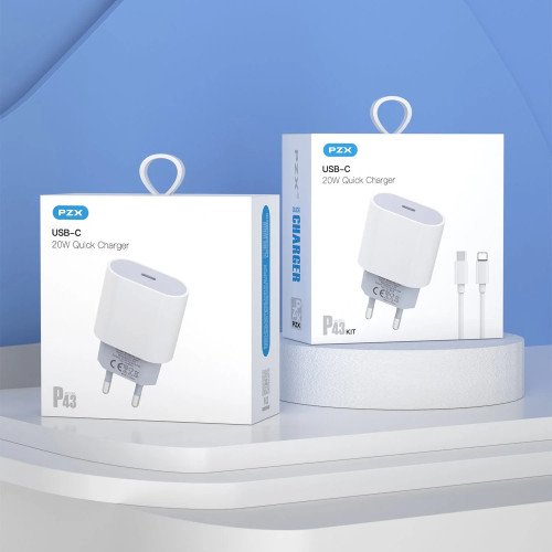 PZX P43 Φορτιστής Χωρίς Καλώδιο με Θύρα USB-C Λευκός