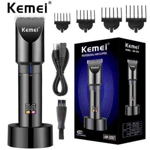 Kemei KM-3293 Επαγγελματική Επαναφορτιζόμενη Κουρευτική Μηχανή Μαύρη