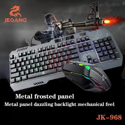 JEQANG JK-968 Σετ Gaming Πληκτρολόγιο με Διακόπτες & RGB Φωτισμό & Ποντίκι (Αγγλικό US) - Χρώμα: Μαύρο