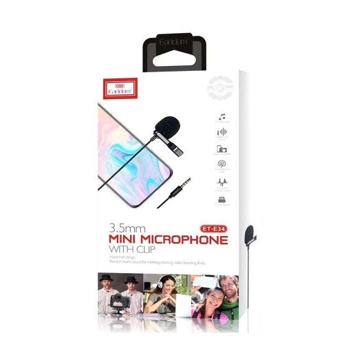 Earldom ET-E34 Πυκνωτικό Μικρόφωνο Πέτου 3.5mm - Χρώμα: Μαύρο