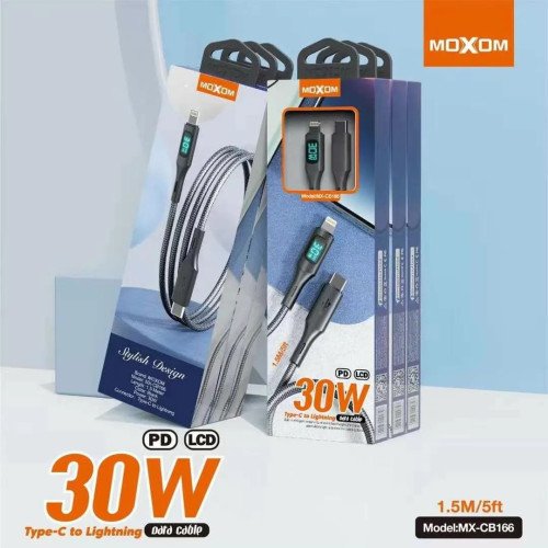 Moxom MX-CB166 LED USB-C σε Lightning Καλώδιο 30W 1.5m Μαύρο
