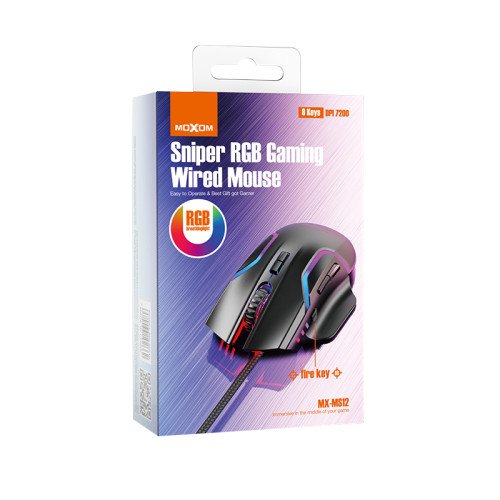 Moxom MX-MS12 RGB Ενσύρματο Gaming Ποντίκι 7200 DPI - Χρώμα: Μαύρο