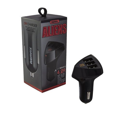 Remax RCC-304 Φορτιστής Αυτοκινήτου Μαύρος Aliens 3 Συνολικής Έντασης 4.2A με Θύρες: 3xUSB - Μαύρο