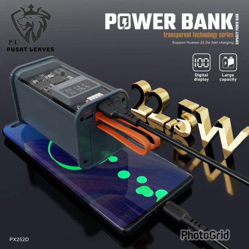 LENYES PX252D PowerBank Wireless PD20W Super Fast Charging 22.5W 20000mAh Μαύρο