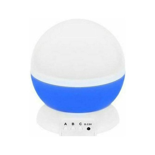 LED Περιστρεφόμενο Παιδικό Φωτιστικό Projector με Προβολή Αστεριών 12x12x13.5εκ. Μπλε