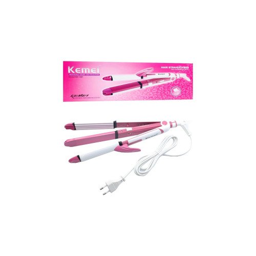 Kemei KM-1291 Επαγγελματική Πρέσα Μαλλιών με Κεραμικές Πλάκες 40W Ροζ